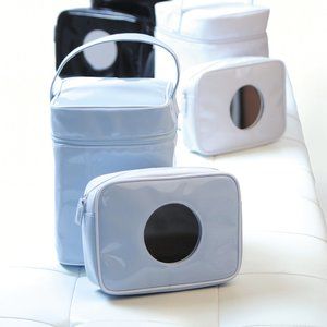 Sweet Tulip Tall vinyl cosmetic makeup bag light blue